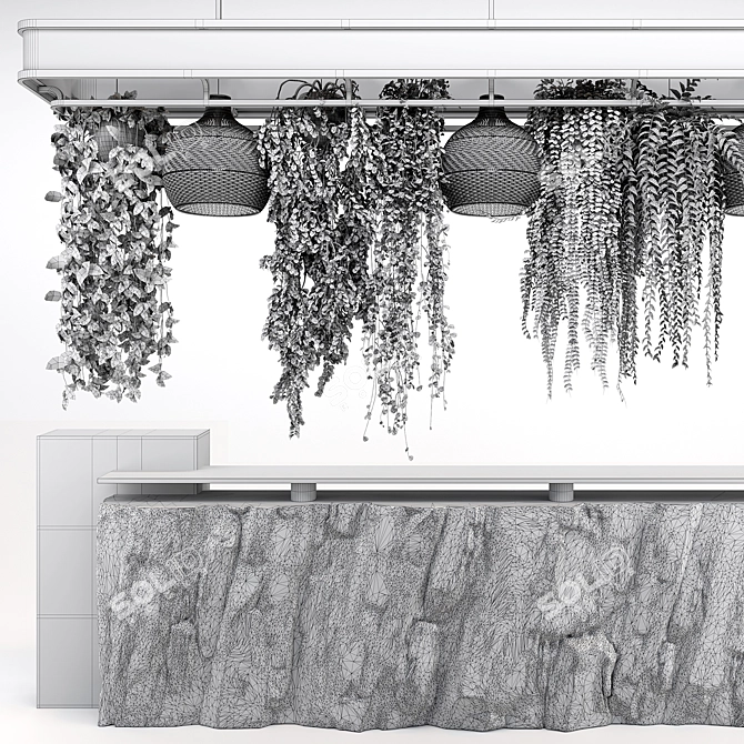 Hanging Plants Restaurant Counter Model 3D model image 4