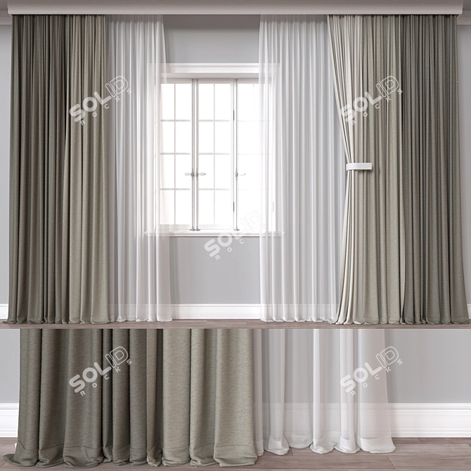 Designer Curtain 3D Model Bundle 3D model image 1