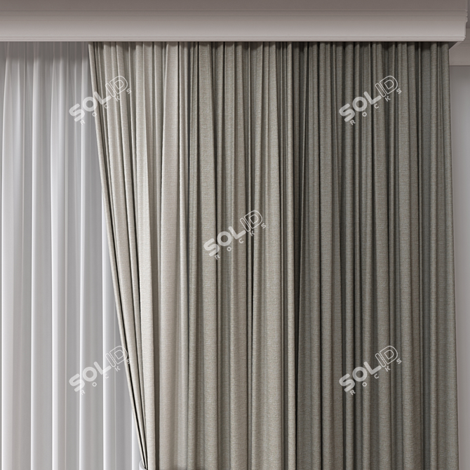 Designer Curtain 3D Model Bundle 3D model image 3