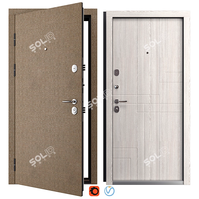 Steel Labyrinth Entry Door (Bear) 3D model image 1