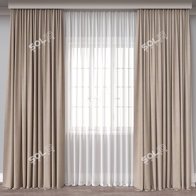  Versatile Rendered Curtain Model 3D model image 1