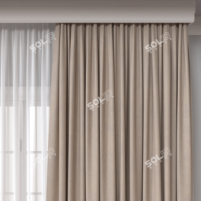  Versatile Rendered Curtain Model 3D model image 3