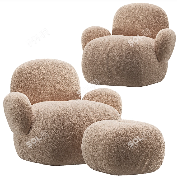 Contemporary Carmelo Armchair Set 3D model image 1