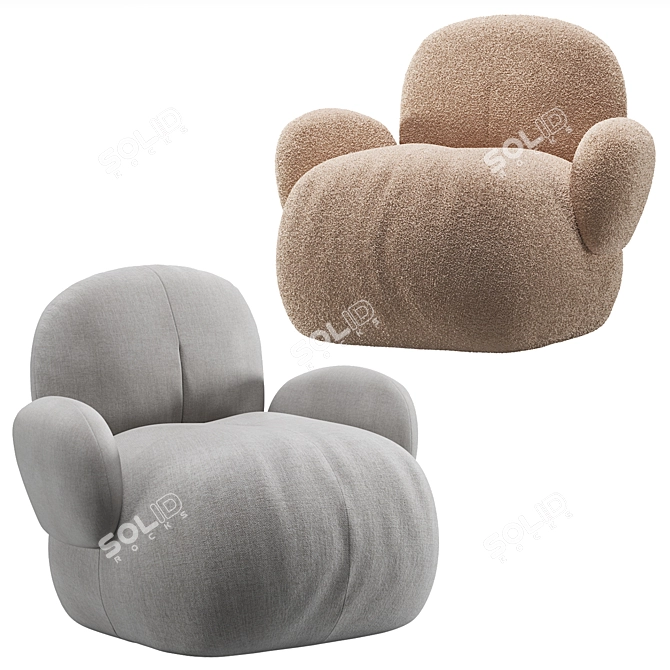 Contemporary Carmelo Armchair Set 3D model image 3