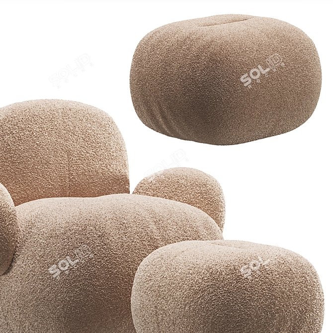 Contemporary Carmelo Armchair Set 3D model image 4