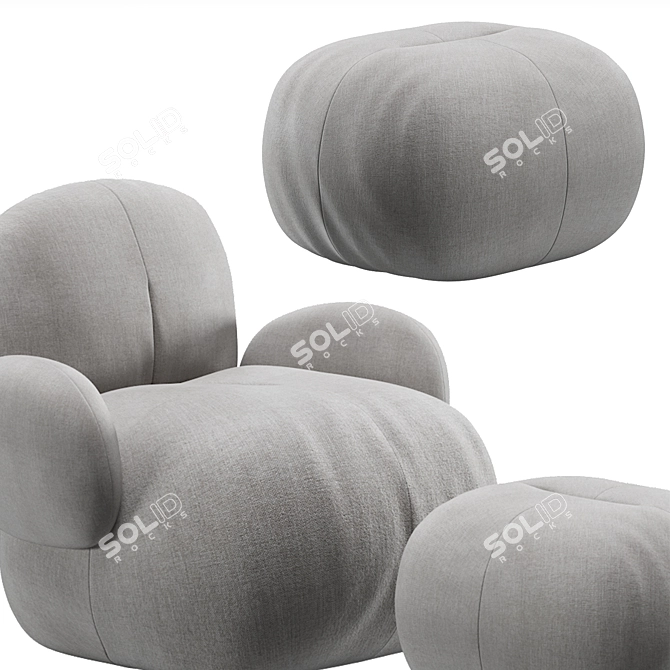 Contemporary Carmelo Armchair Set 3D model image 5