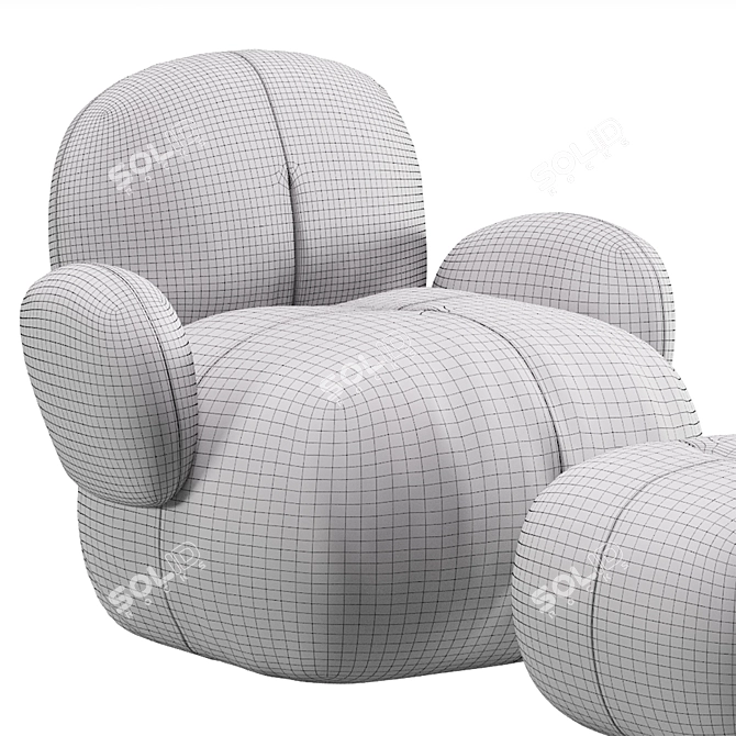 Contemporary Carmelo Armchair Set 3D model image 7