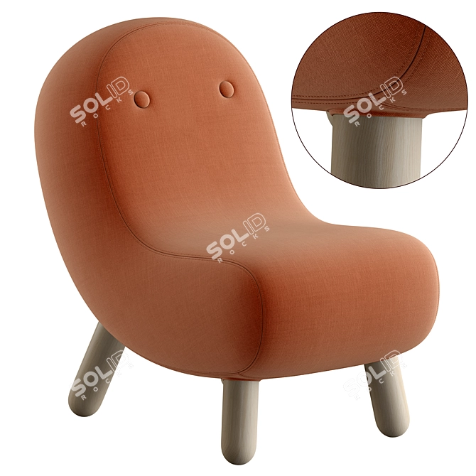 Kids' Softline BOB Fabric Armchair 3D model image 2