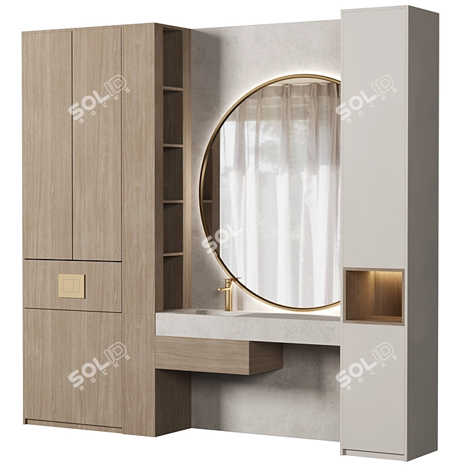 Modern Bathroom Furniture Set 3D model image 1