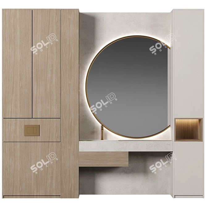 Modern Bathroom Furniture Set 3D model image 2