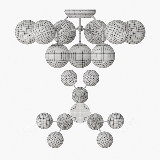 Elegant Glass Orb Ceiling Chandelier 3D model image 4