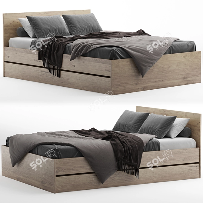 Frombork Wood Bed Frame 3D model image 1