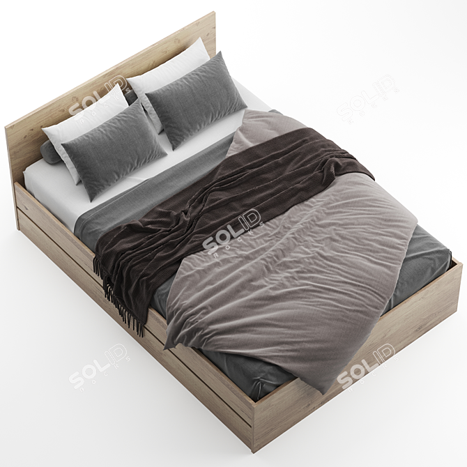 Frombork Wood Bed Frame 3D model image 4