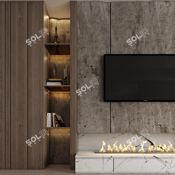 Modern TV Wall Set 04 3D model image 2