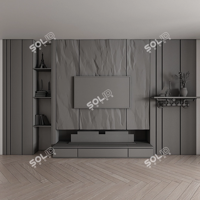 Modern TV Wall Set 04 3D model image 4