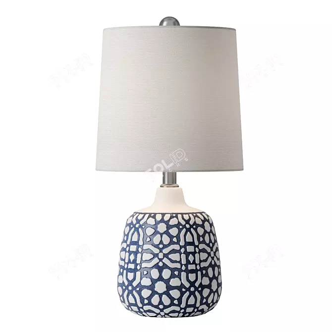 Modern Blue/White Ceramic Table Lamp 3D model image 1