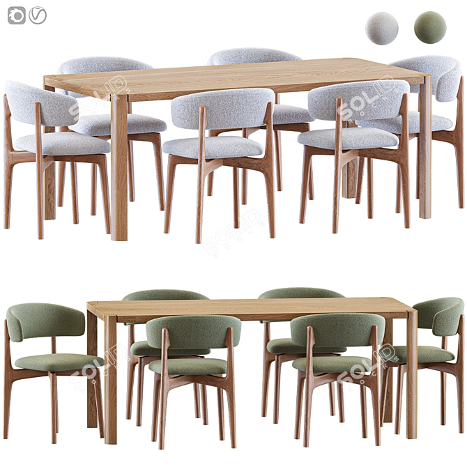 Egadi 21 Chair, 1140 Table 3D model image 1