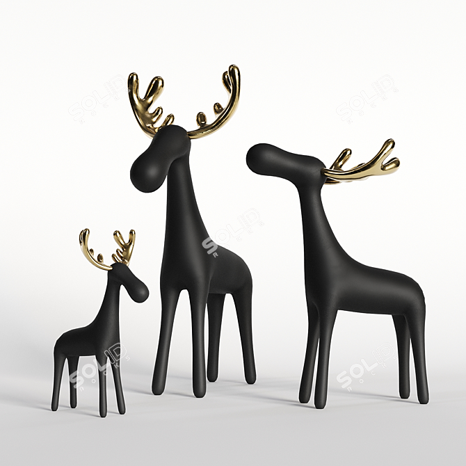 Highpoly Baked Deer Family Maps 3D model image 1