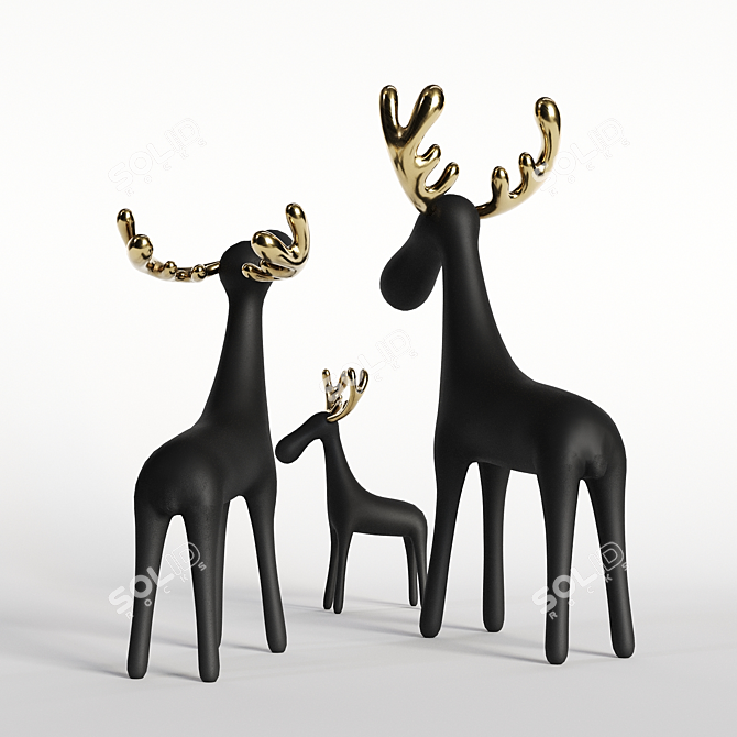 Highpoly Baked Deer Family Maps 3D model image 3