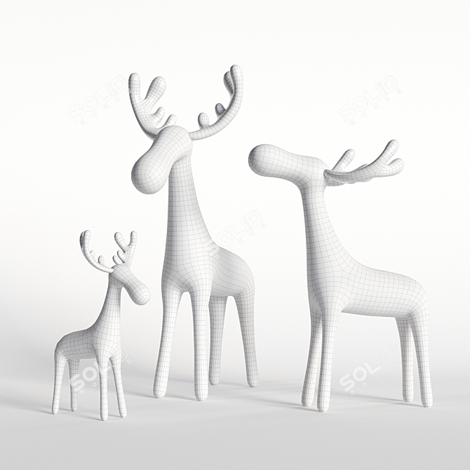 Highpoly Baked Deer Family Maps 3D model image 4