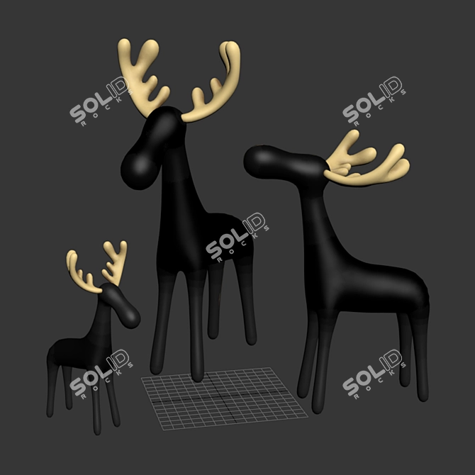 Highpoly Baked Deer Family Maps 3D model image 5