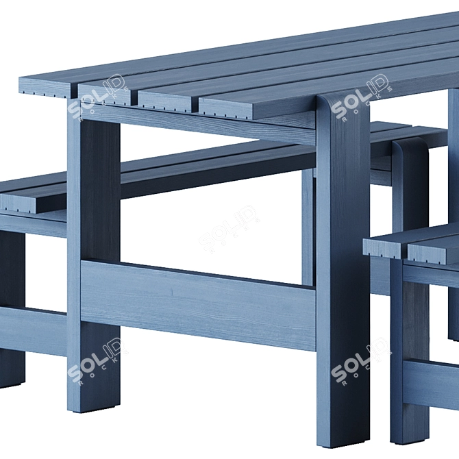 Hay Weekday Table & Bench 3D model image 2