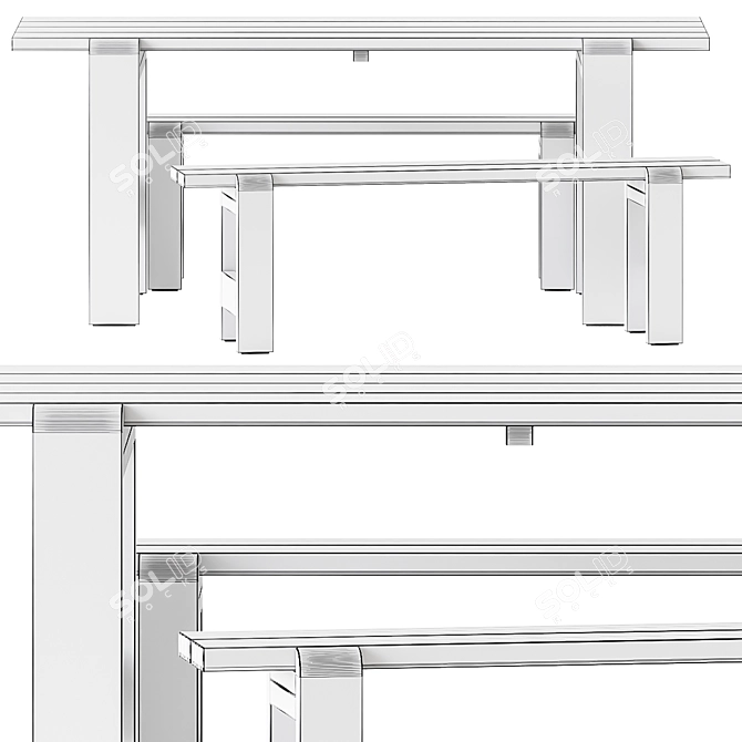 Hay Weekday Table & Bench 3D model image 7