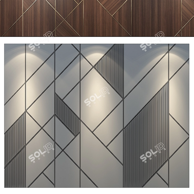 Modern Wood Paneling Set 181 3D model image 1