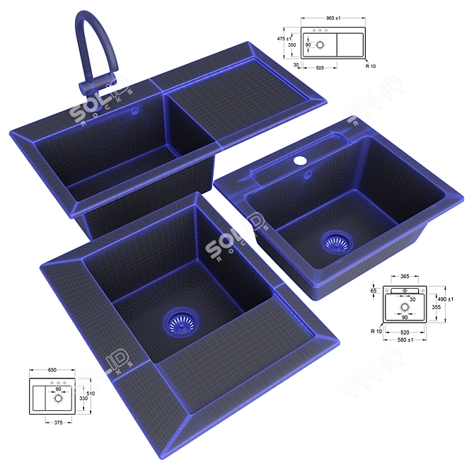 Elegant Villeroy & Boch Ceramic Sink 3D model image 5