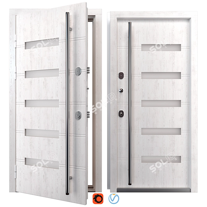 "Varna Metal Door Set 3D model image 1