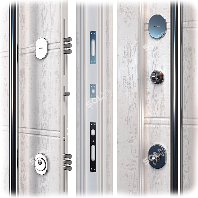 "Varna Metal Door Set 3D model image 2