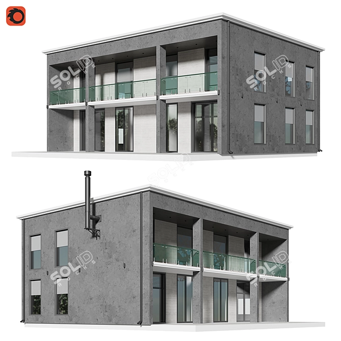 Modern Two-Storey Villa Model 3D model image 1