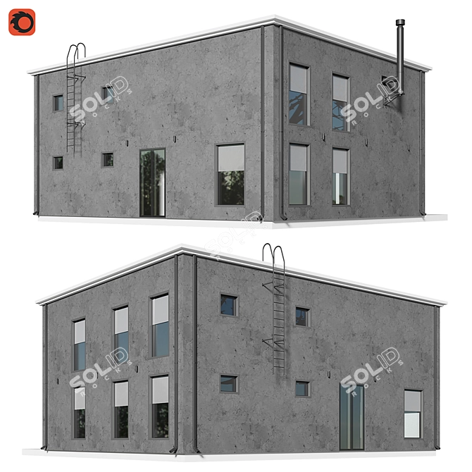 Modern Two-Storey Villa Model 3D model image 2
