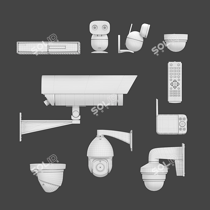 Surveillance Camera System Kit 3D model image 7