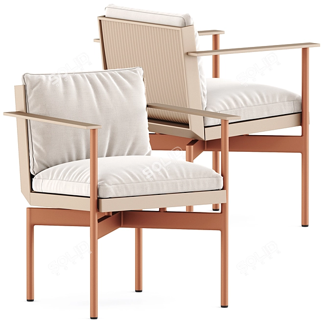 Elegant Onde Dining Armchair 3D model image 1