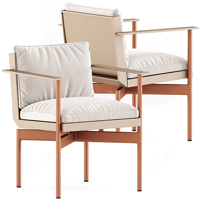 Elegant Onde Dining Armchair 3D model image 7