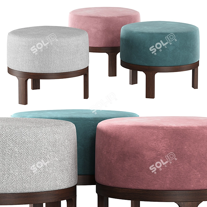 Minimalist Round Twils Conde Pouf 3D model image 1