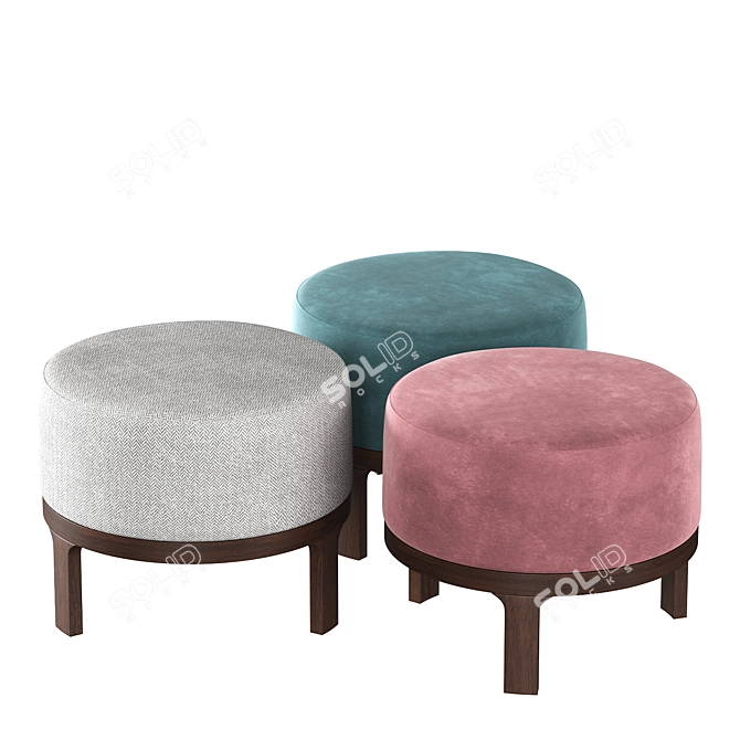 Minimalist Round Twils Conde Pouf 3D model image 2