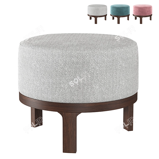 Minimalist Round Twils Conde Pouf 3D model image 4