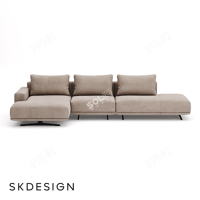 Modern 3-Seater Corner Sofa Zillis 3D model image 2