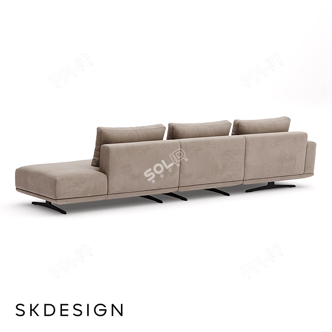 Modern 3-Seater Corner Sofa Zillis 3D model image 3