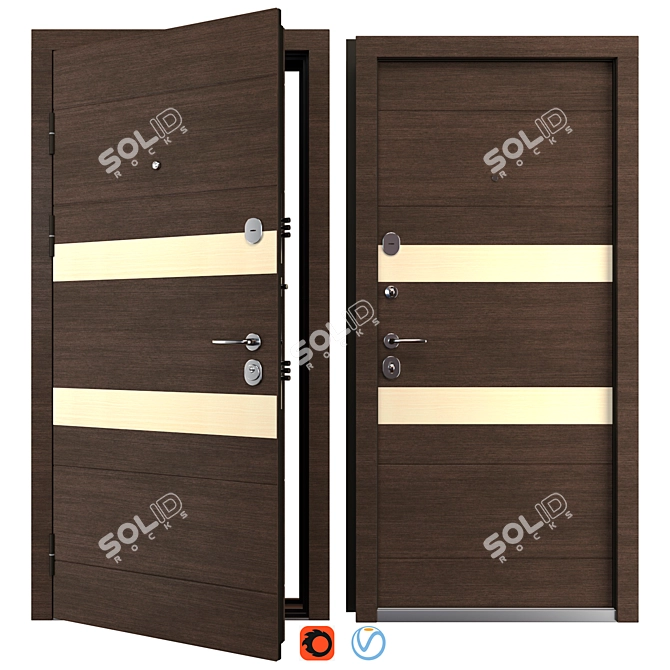 Metal Entrance Door "Parallel Bear 3D model image 1