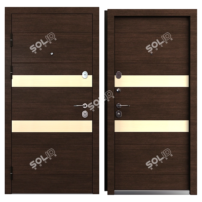 Metal Entrance Door "Parallel Bear 3D model image 3