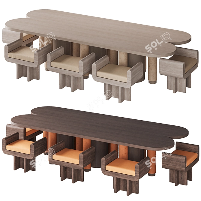 Modern Dining Set Furniture Collection 3D model image 1
