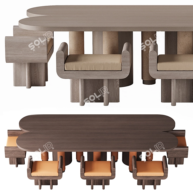 Modern Dining Set Furniture Collection 3D model image 2