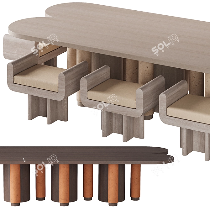 Modern Dining Set Furniture Collection 3D model image 4