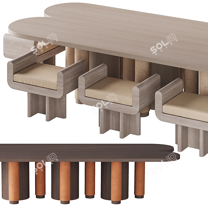 Modern Dining Set Furniture Collection 3D model image 6