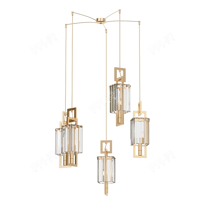 Crystal Gold Pendant Lights 3D model image 1