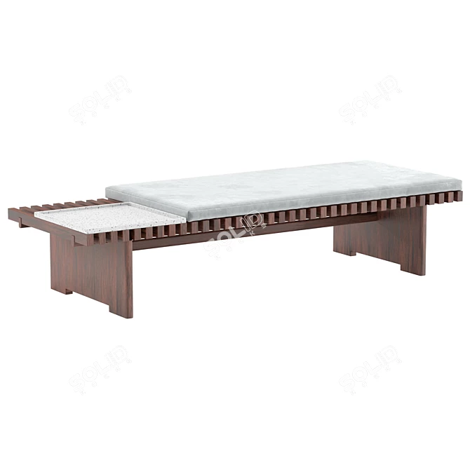 Modern Wooden Coffee Table Bench 3D model image 1