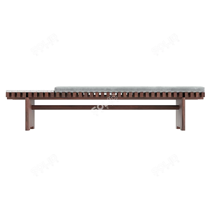 Modern Wooden Coffee Table Bench 3D model image 2